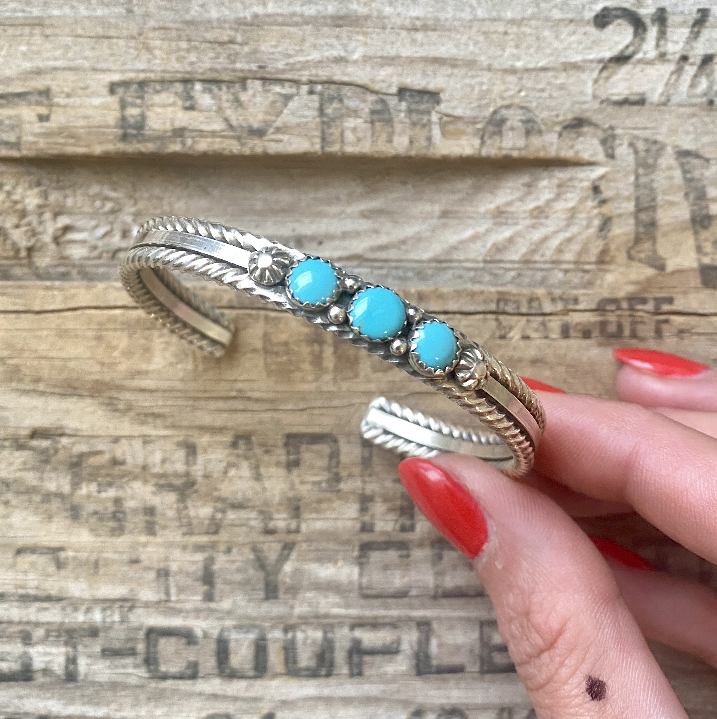 3 Stone Turquoise Snake Eyes Cuff