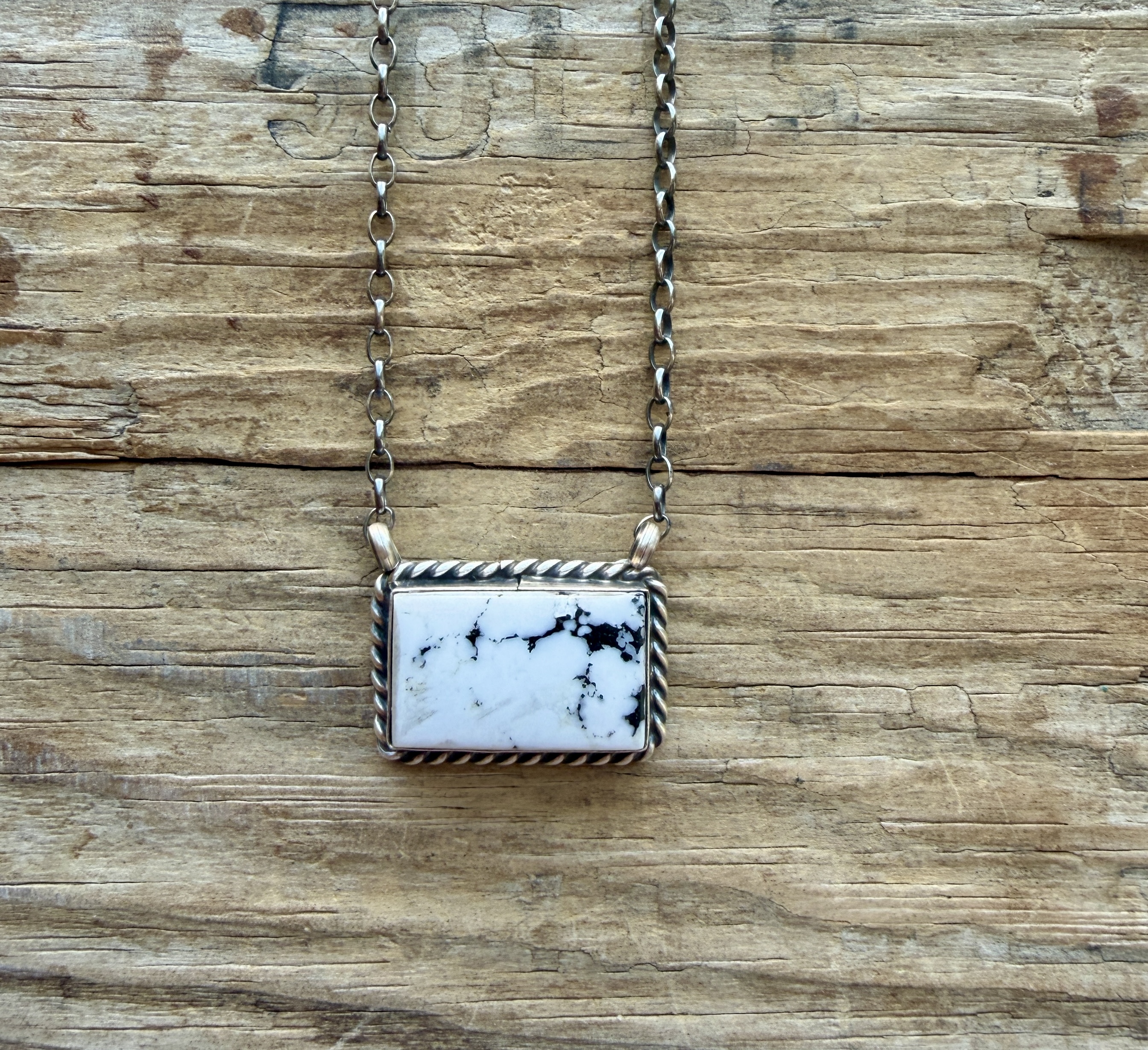 Oversized White Buffalo Bar Necklace