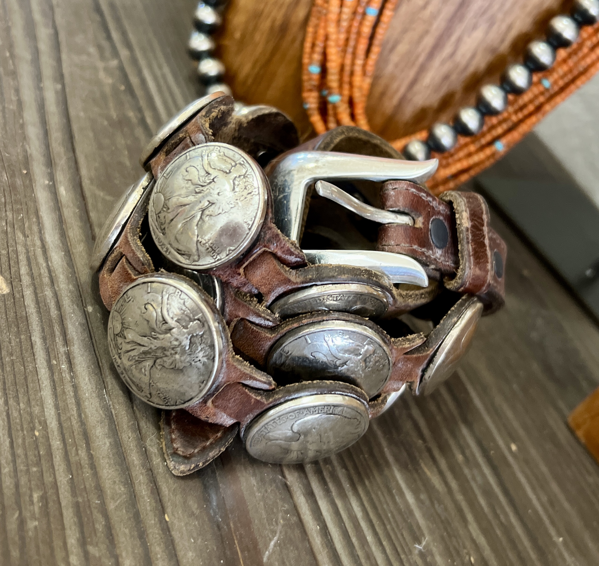 Vintage Silver Mercury Dime Concho Belt‎ Unisex  L 41\